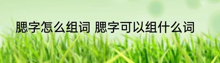 腮字怎么组词 腮字可以组什么词