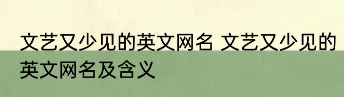 文艺又少见的英文网名 文艺又少见的英文网名及含义