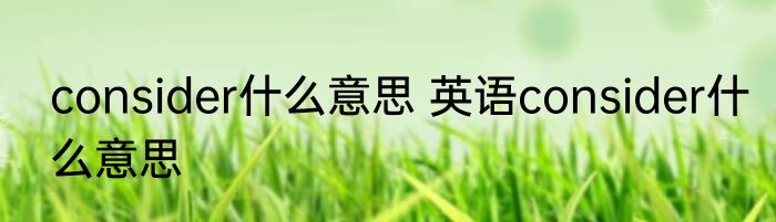 consider什么意思 英语consider什么意思