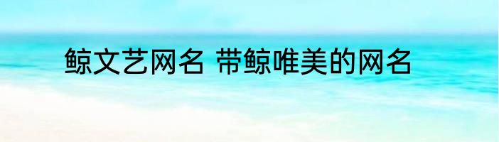 鲸文艺网名 带鲸唯美的网名