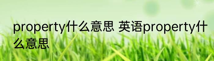 property什么意思 英语property什么意思
