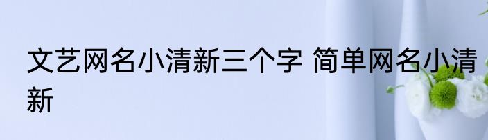 文艺网名小清新三个字 简单网名小清新