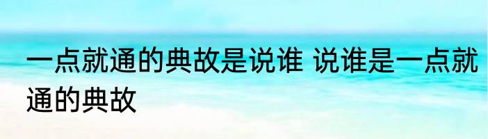 一点就通的典故是说谁 说谁是一点就通的典故