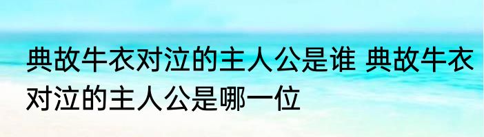 典故牛衣对泣的主人公是谁 典故牛衣对泣的主人公是哪一位