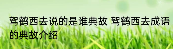 驾鹤西去说的是谁典故 驾鹤西去成语的典故介绍