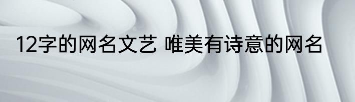 12字的网名文艺 唯美有诗意的网名