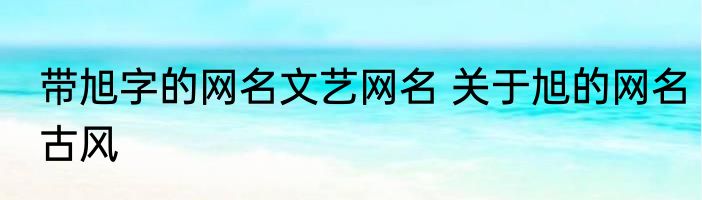 带旭字的网名文艺网名 关于旭的网名古风