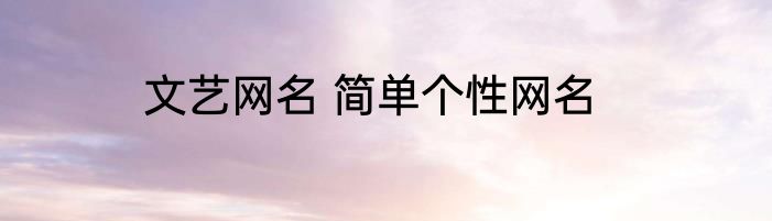 文艺网名 简单个性网名