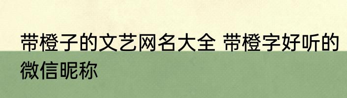 带橙子的文艺网名大全 带橙字好听的微信昵称