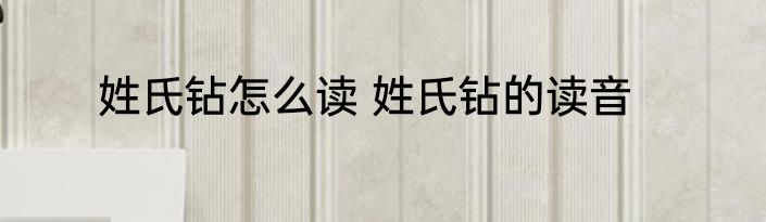 姓氏钻怎么读 姓氏钻的读音