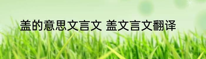 盖的意思文言文 盖文言文翻译