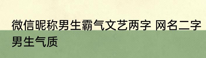 微信昵称男生霸气文艺两字 网名二字男生气质