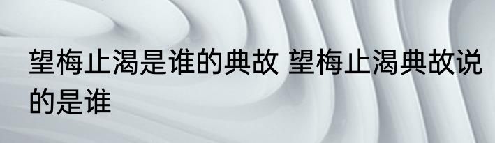 望梅止渴是谁的典故 望梅止渴典故说的是谁