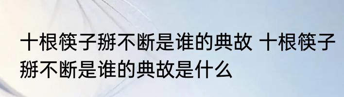 十根筷子掰不断是谁的典故 十根筷子掰不断是谁的典故是什么