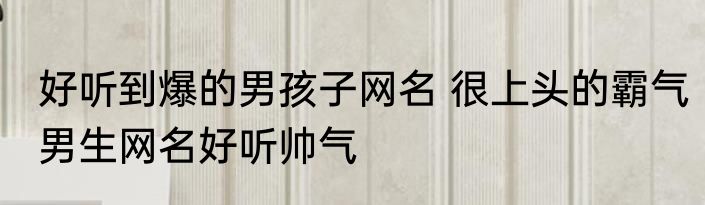 好听到爆的男孩子网名 很上头的霸气男生网名好听帅气
