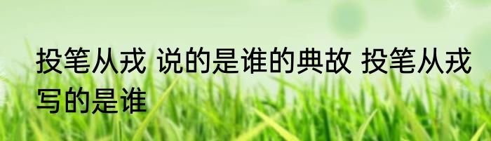 投笔从戎 说的是谁的典故 投笔从戎写的是谁