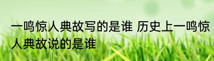 一鸣惊人典故写的是谁 历史上一鸣惊人典故说的是谁