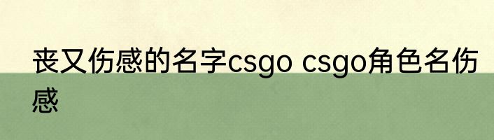 丧又伤感的名字csgo csgo角色名伤感