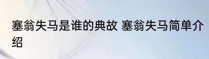 塞翁失马是谁的典故 塞翁失马简单介绍