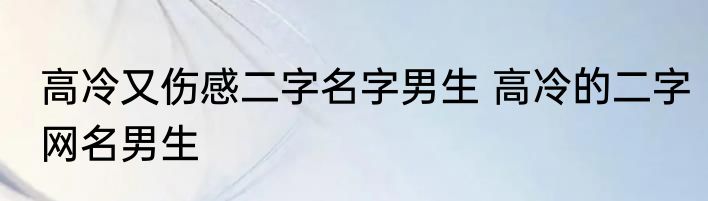 高冷又伤感二字名字男生 高冷的二字网名男生