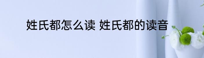 姓氏都怎么读 姓氏都的读音