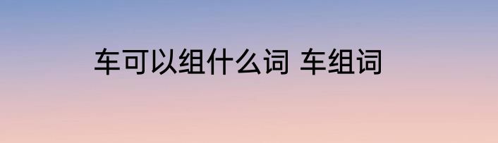 车可以组什么词 车组词