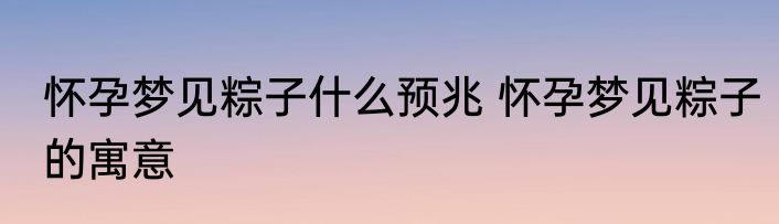 怀孕梦见粽子什么预兆 怀孕梦见粽子的寓意