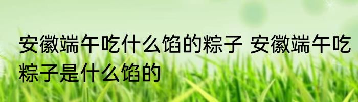 安徽端午吃什么馅的粽子 安徽端午吃粽子是什么馅的
