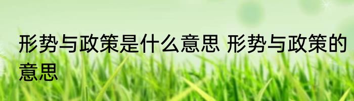 形势与政策是什么意思 形势与政策的意思