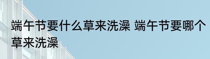 端午节要什么草来洗澡 端午节要哪个草来洗澡