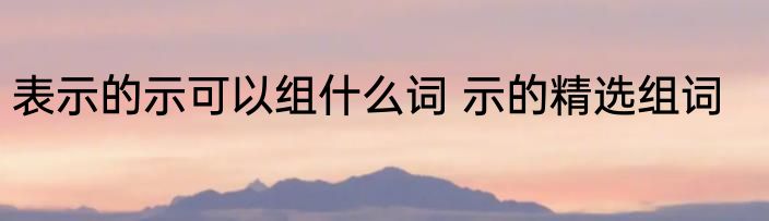 表示的示可以组什么词 示的精选组词