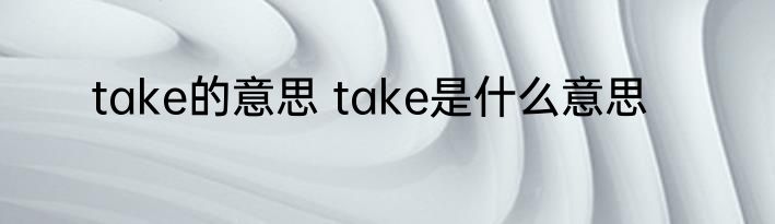 take的意思 take是什么意思
