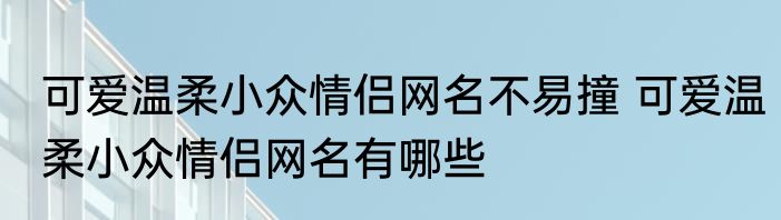 可爱温柔小众情侣网名不易撞 可爱温柔小众情侣网名有哪些