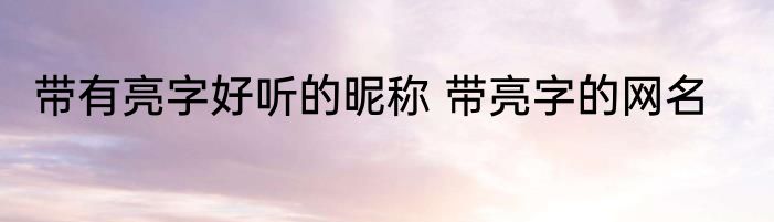 带有亮字好听的昵称 带亮字的网名