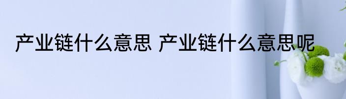 产业链什么意思 产业链什么意思呢