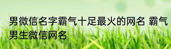 男微信名字霸气十足最火的网名 霸气男生微信网名