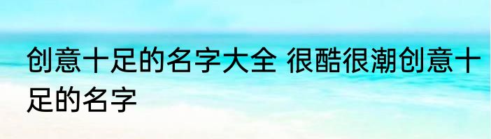 创意十足的名字大全 很酷很潮创意十足的名字