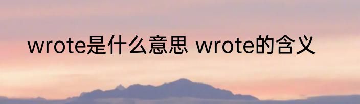 wrote是什么意思 wrote的含义