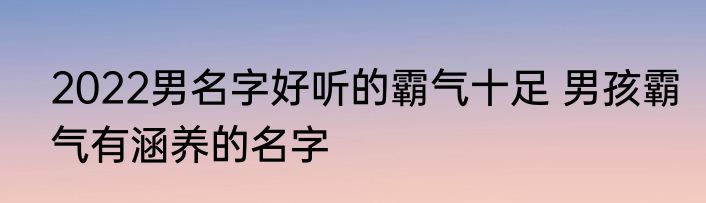 2022男名字好听的霸气十足 男孩霸气有涵养的名字