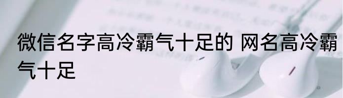 微信名字高冷霸气十足的 网名高冷霸气十足