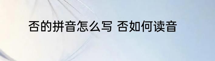 否的拼音怎么写 否如何读音