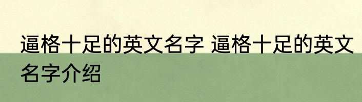 逼格十足的英文名字 逼格十足的英文名字介绍