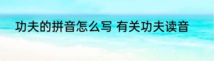 功夫的拼音怎么写 有关功夫读音