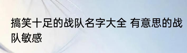 搞笑十足的战队名字大全 有意思的战队敏感