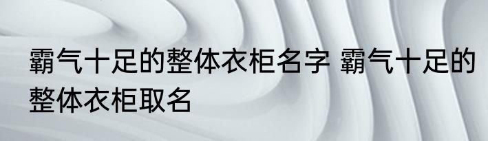 霸气十足的整体衣柜名字 霸气十足的整体衣柜取名