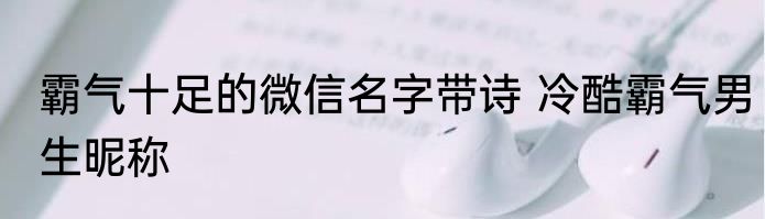 霸气十足的微信名字带诗 冷酷霸气男生昵称
