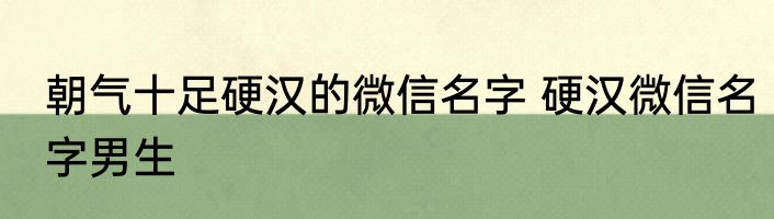 朝气十足硬汉的微信名字 硬汉微信名字男生