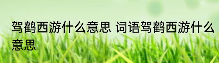 驾鹤西游什么意思 词语驾鹤西游什么意思