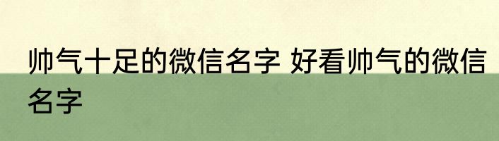帅气十足的微信名字 好看帅气的微信名字