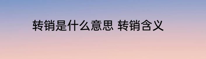 转销是什么意思 转销含义